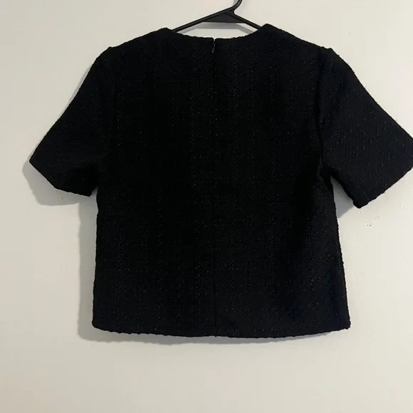 H&M Black Blouse with Silver Shoulder Buttons - Picture 3 of 10